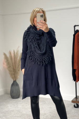 Tully Pocket Tunic With Snood 8-18 Navy - Susie's Boutique
