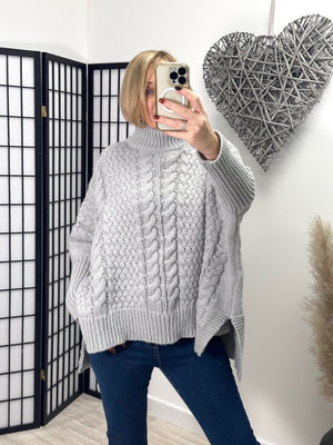 Winnie Cable Knit jumper 10-18 Grey - Susie's Boutique
