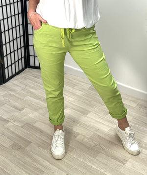 Julia Stretch Magic Trousers 8-22 Lime - Susie's Boutique