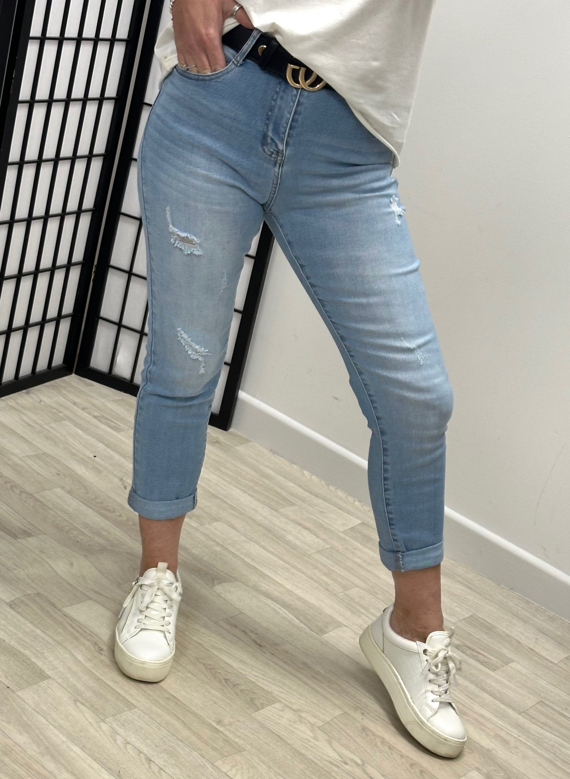 Ariella Distressed Mom Fit Stretch Jeans 8-18 - Susie's Boutique