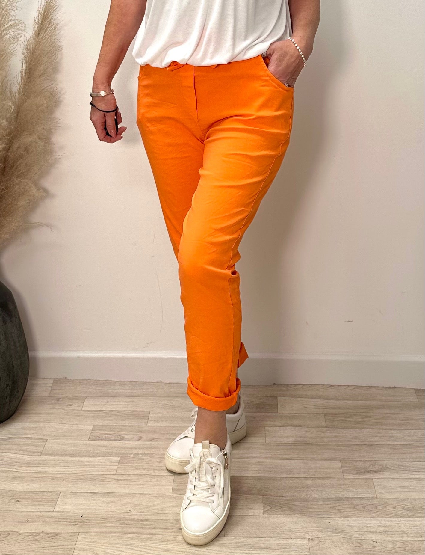 Julia Stretch Magic Trousers 8-22 Orange - Susie's Boutique