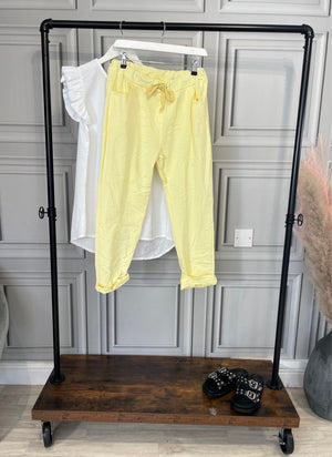 Julia Stretch Magic Trousers 8-22 Lemon - Susie's Boutique