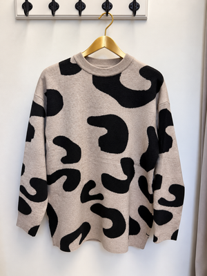 Mila Scribble Print Knitted Jumper – Mocha