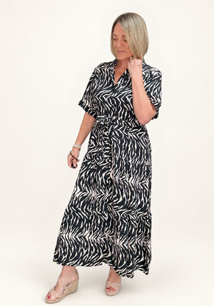 Serena Tropical Print Button-Through Maxi Dress 10-18
