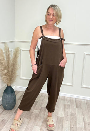 Nina Jersey Barrel Dungarees 8-16 Chocolate