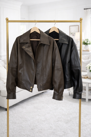 Frankie Faux Leather Jacket Chocolate