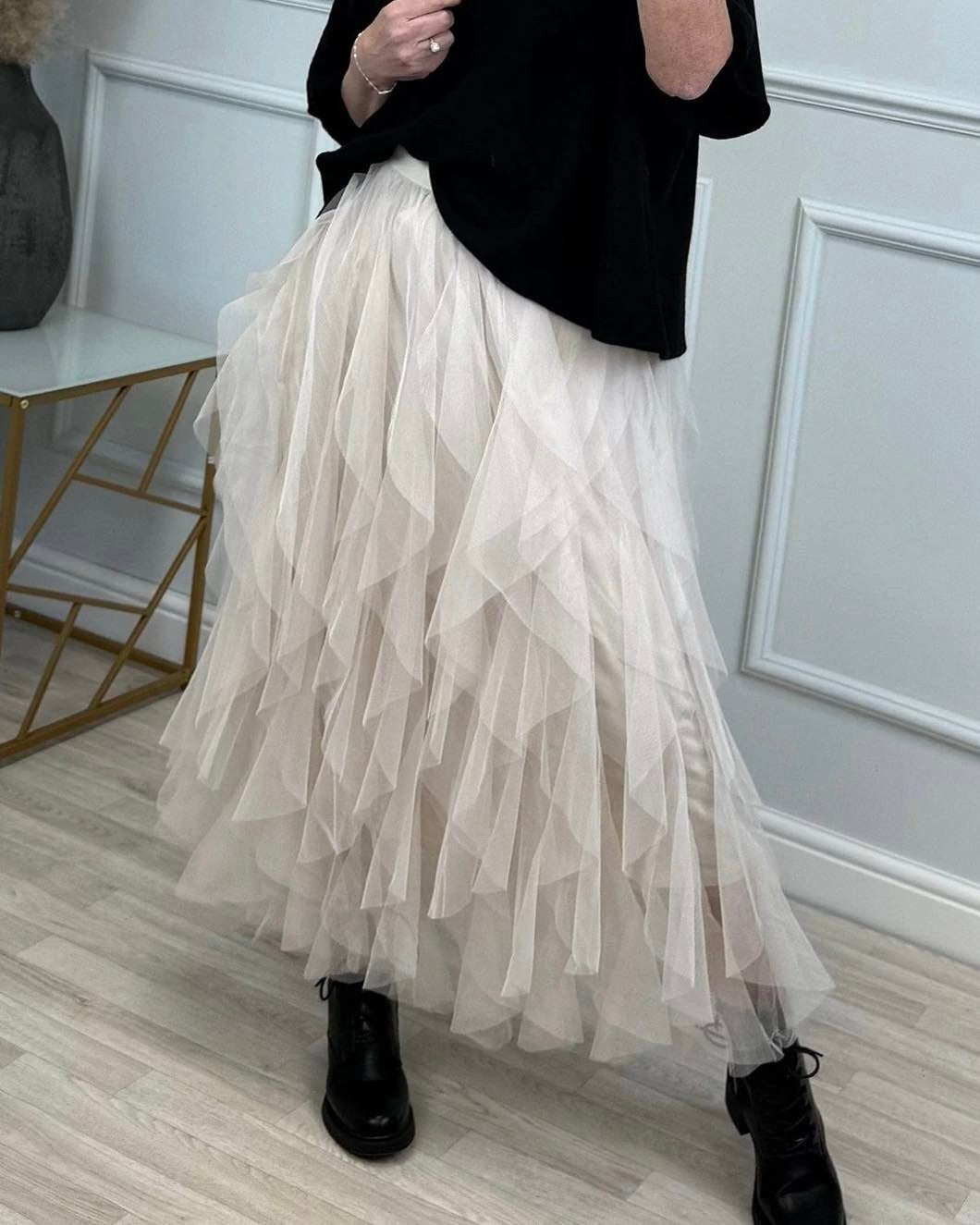 Lori Mesh Tulle Skirt 8-18 Cream