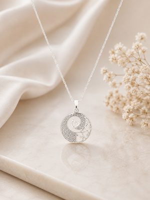 Eternal Heart Swirl Silver Plated Necklace