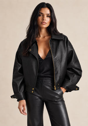 Frankie Faux Leather Jacket Black