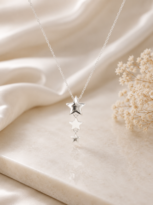 Celestial Modern Stars Silver Plated Necklace