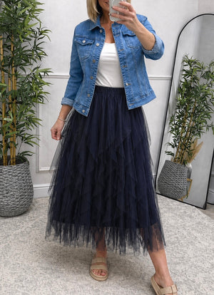 Lori Mesh Tulle Skirt 8-18 Navy