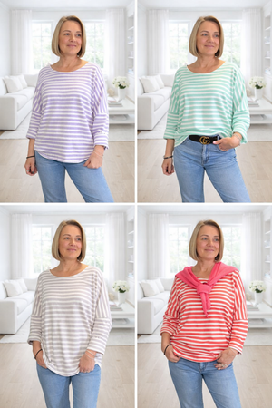 Amelia Stripe Knit Top – One Size 10-20