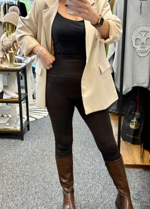 Ultra High Waist Fleece Lined Stretchy Leggings 10-18 Chocolate