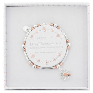 Two Tone Daisy Charm Beaded Bracelet