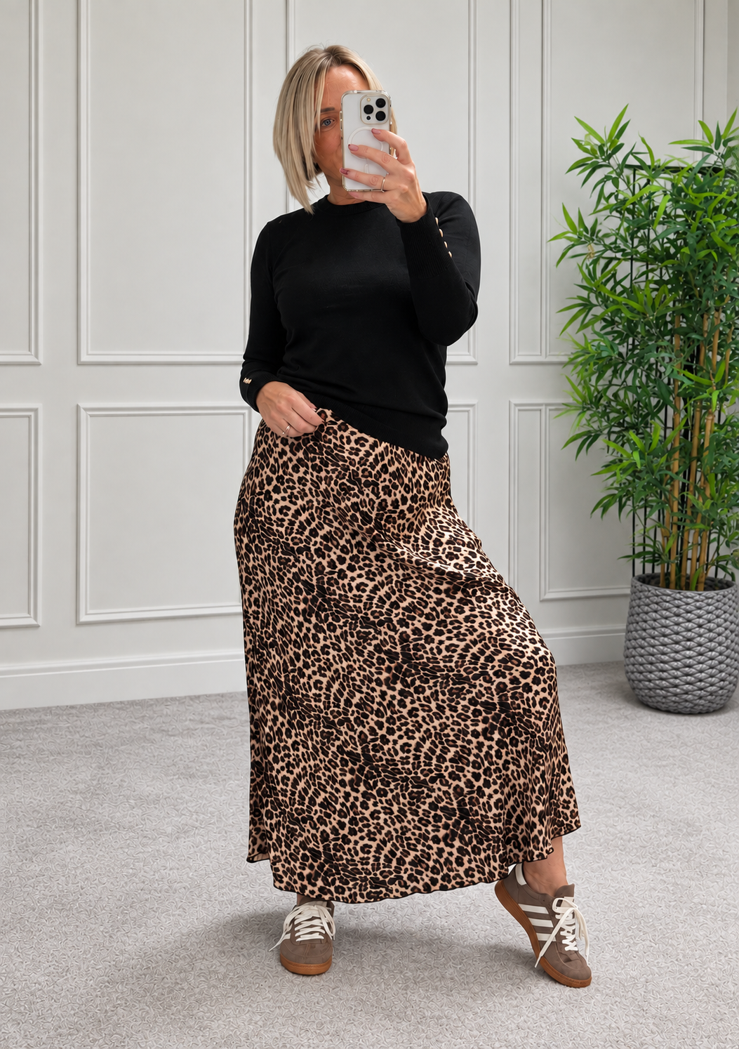 Avery Leopard Satin Skirt 8-16