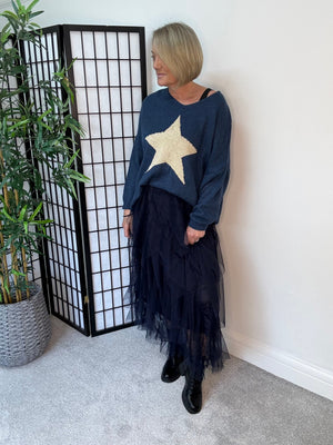 Lori Mesh Tulle Skirt 8-18 Navy