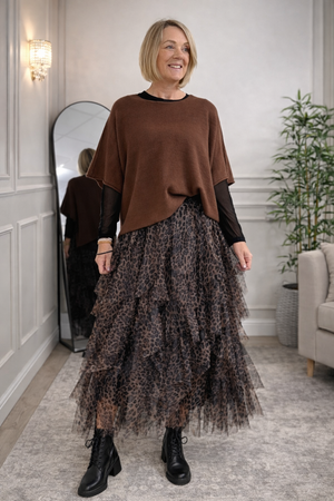 Lori Leopard Print Layered Tulle Skirt – Size 8–18