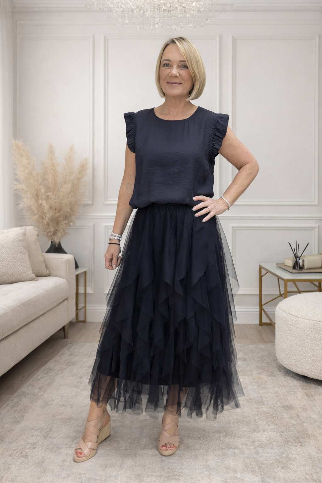 Lori Mesh Tulle Skirt 8-18 Navy