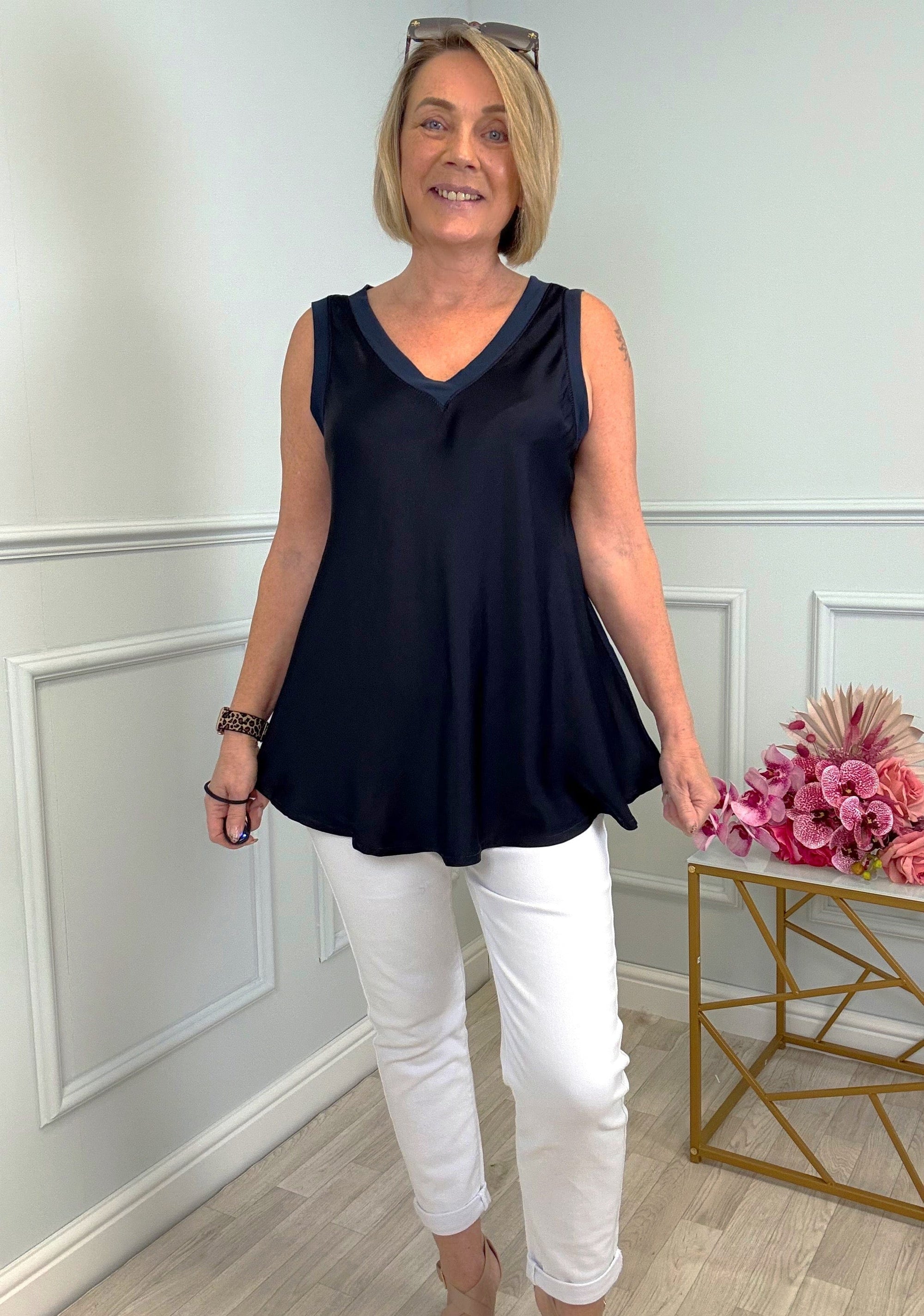 Elsa Satin Front Swing Vest 10-18 NO RETURNS ON SALE ITEMS - Susie's Boutique
