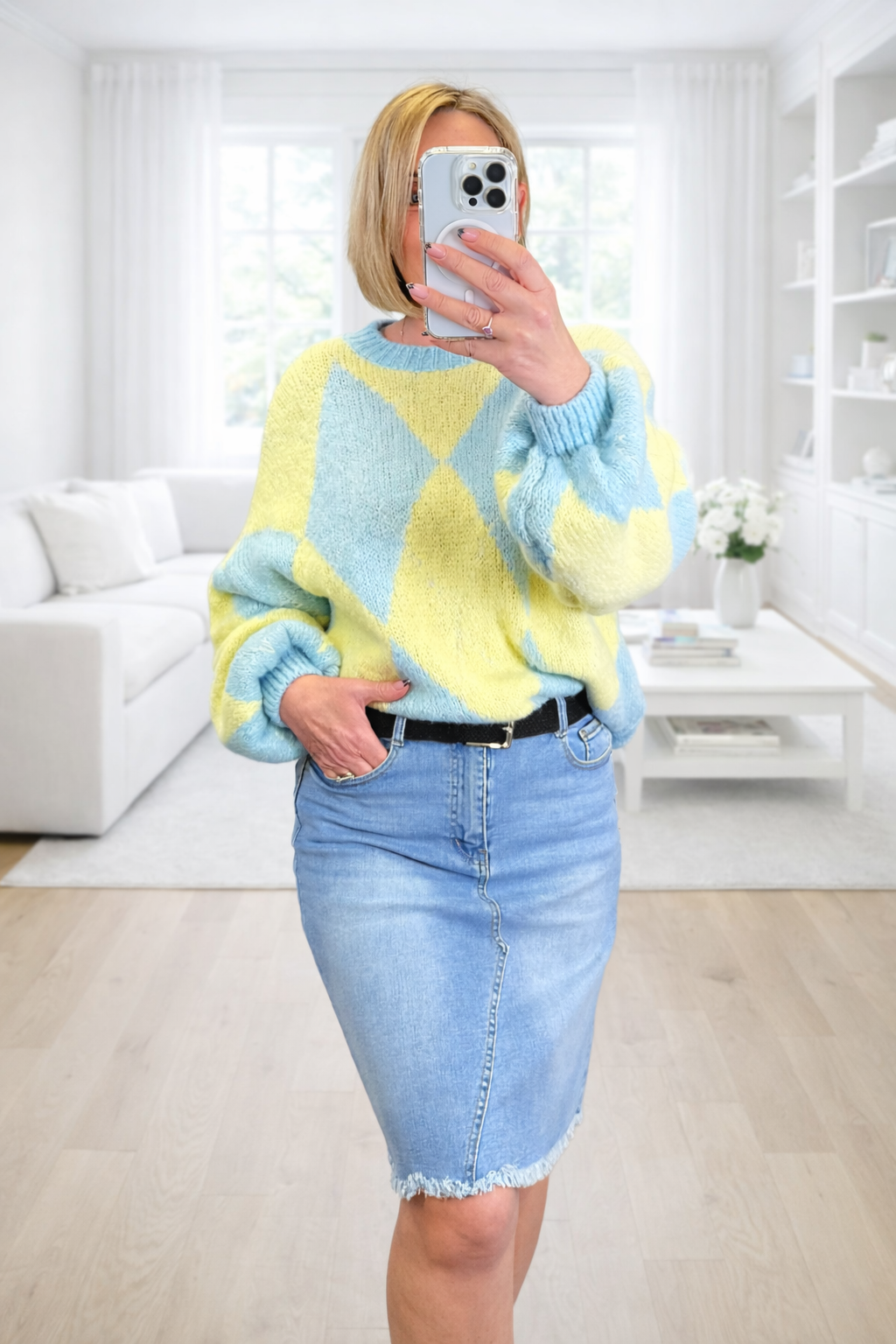 Thea Stretch Denim Midi Skirt 10-22