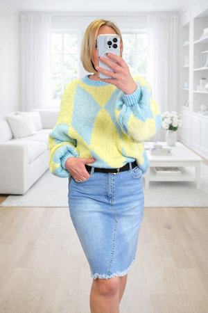 Thea Stretch Denim Midi Skirt 10-22