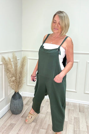 Nina Jersey Barrel Dungarees 8-16 Khaki