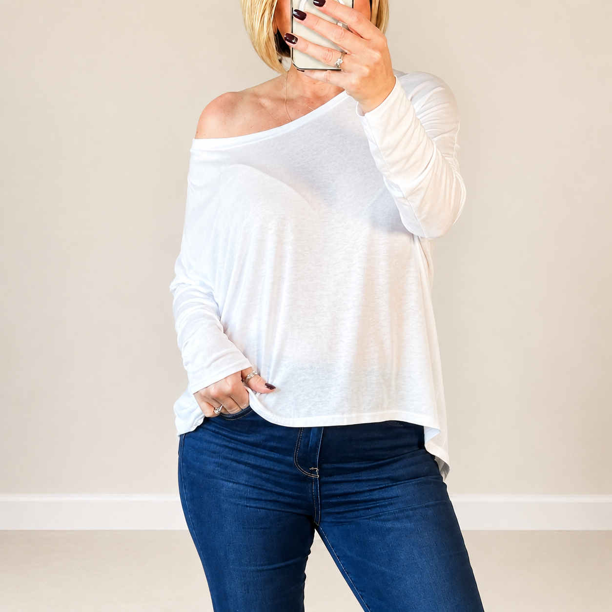 Hallie Scoop Hem Sleeved Top 8-20 more colours