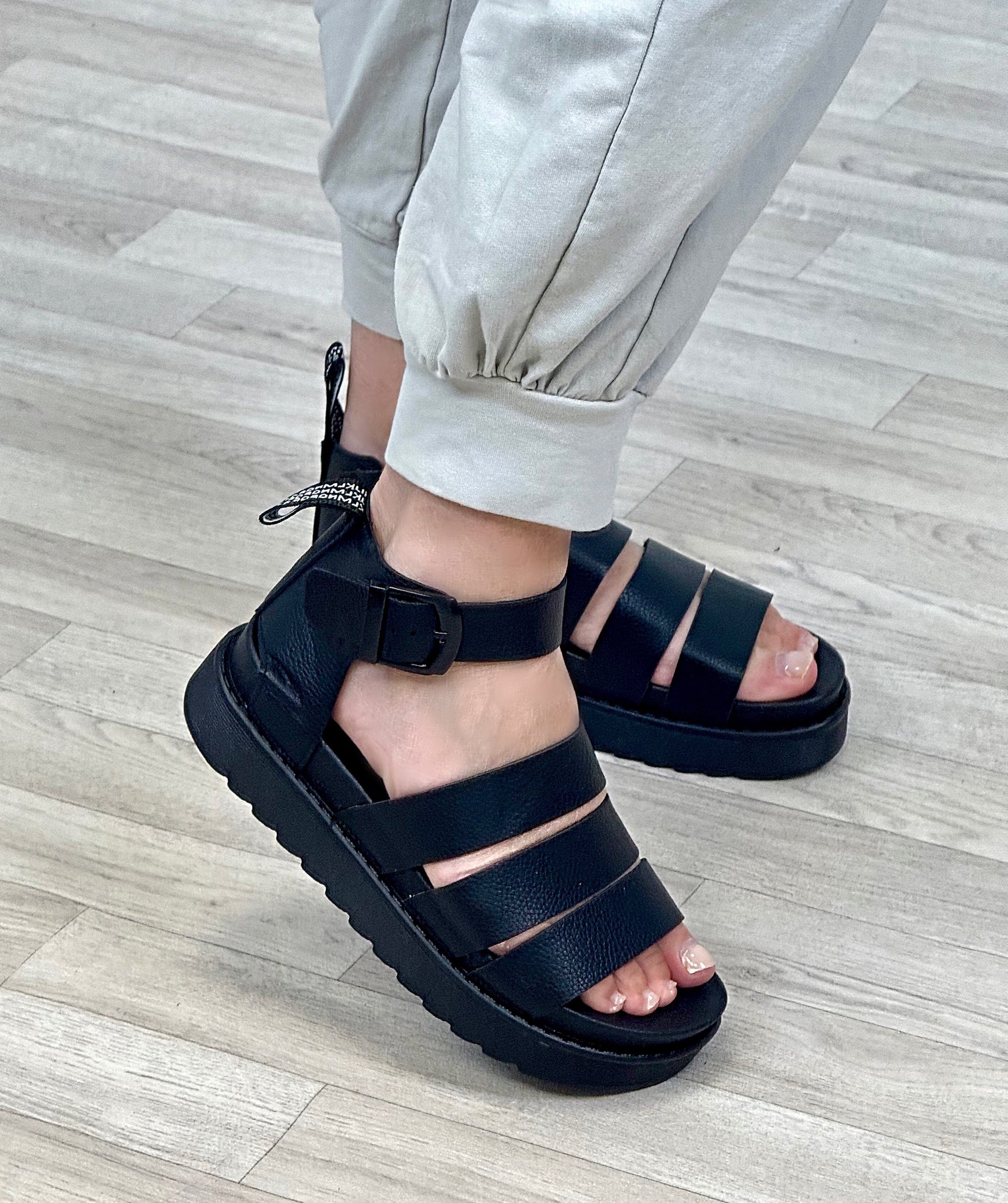 Sara Chunky Gladiator Sandals Black