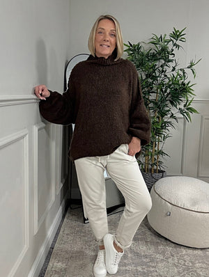 Essential Plain Joggers - Sand | Cotton-Elastane, One Size 8-16