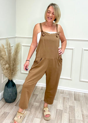 Nina Jersey Barrel Dungarees 8-16 Camel