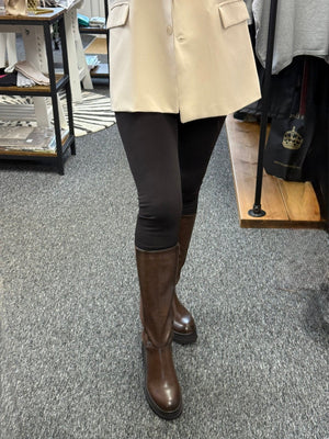 Ultra High Waist Fleece Lined Stretchy Leggings 10-18 Chocolate