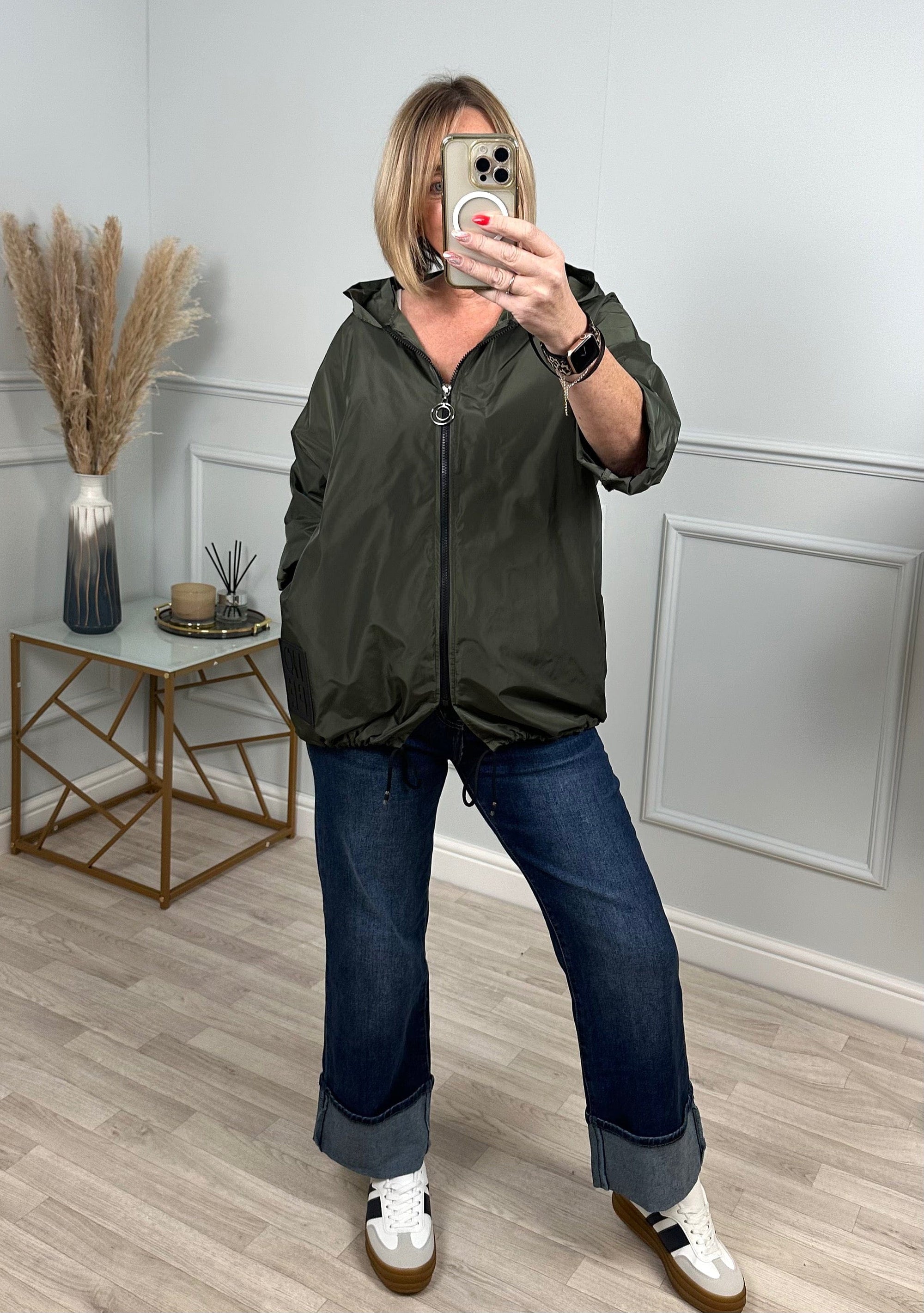 Susan Hope Showerproof Mac Bomber Jacket 8-18
 Khaki - Susie's Boutique