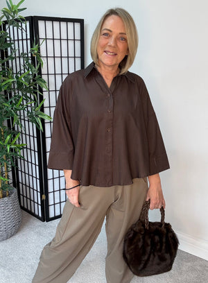 Skylar Boxy Stripe Shirt – Chocolate