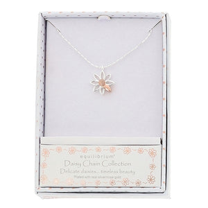 Two Tone Daisy Pendant Necklace