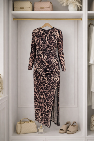 Leona Mesh Maxi Dress 8-14 Leopard No Returns on Sale Items