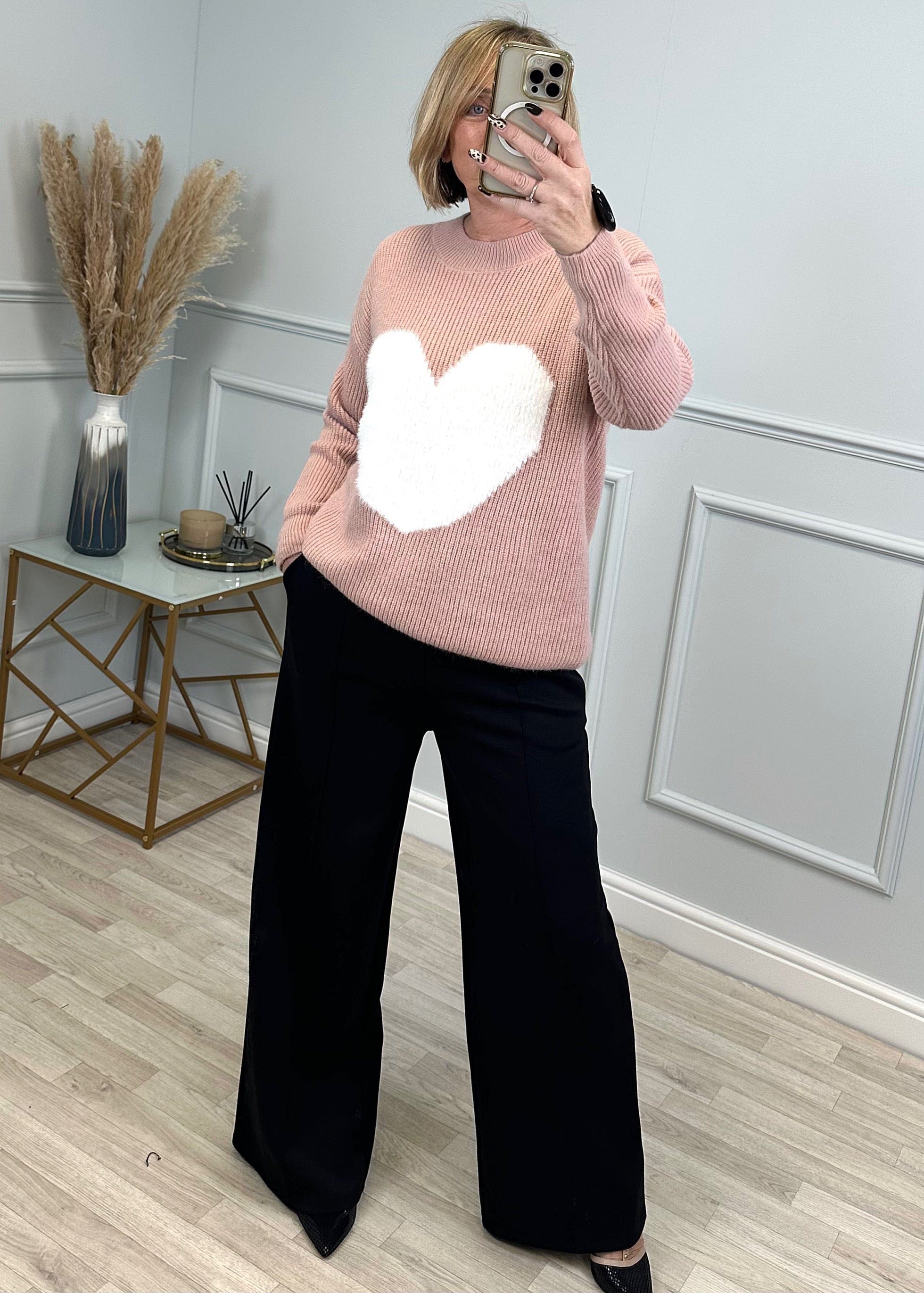 Valeria Fluffy Heart Jumper 8-18 Pink - Susie's Boutique