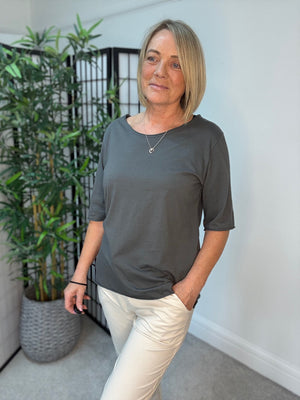 Elisa Essential Plain T-shirt 8-16 Slate