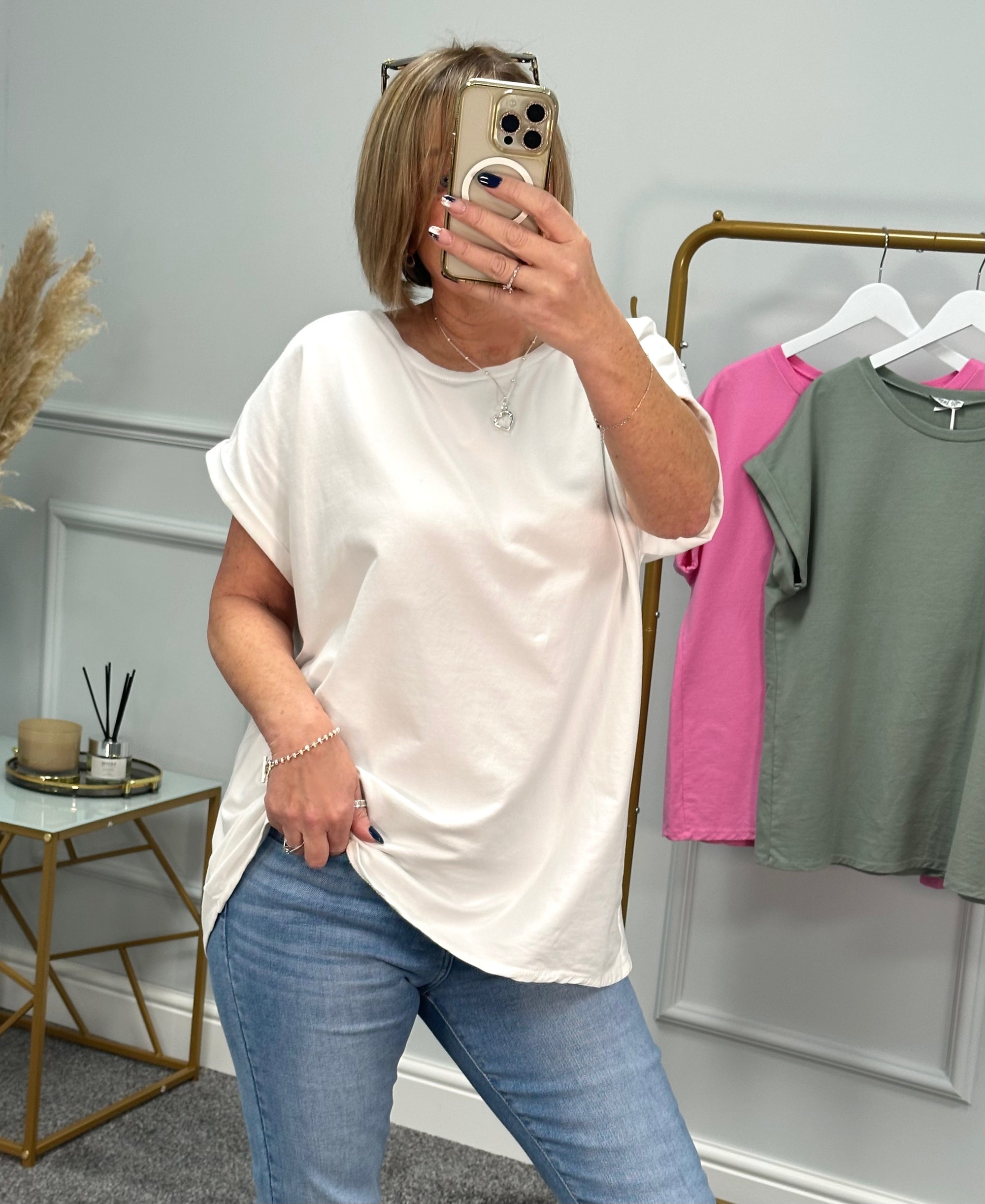 Daria Roll Sleeve Sweat T-shirt 10-18 White - Susie's Boutique