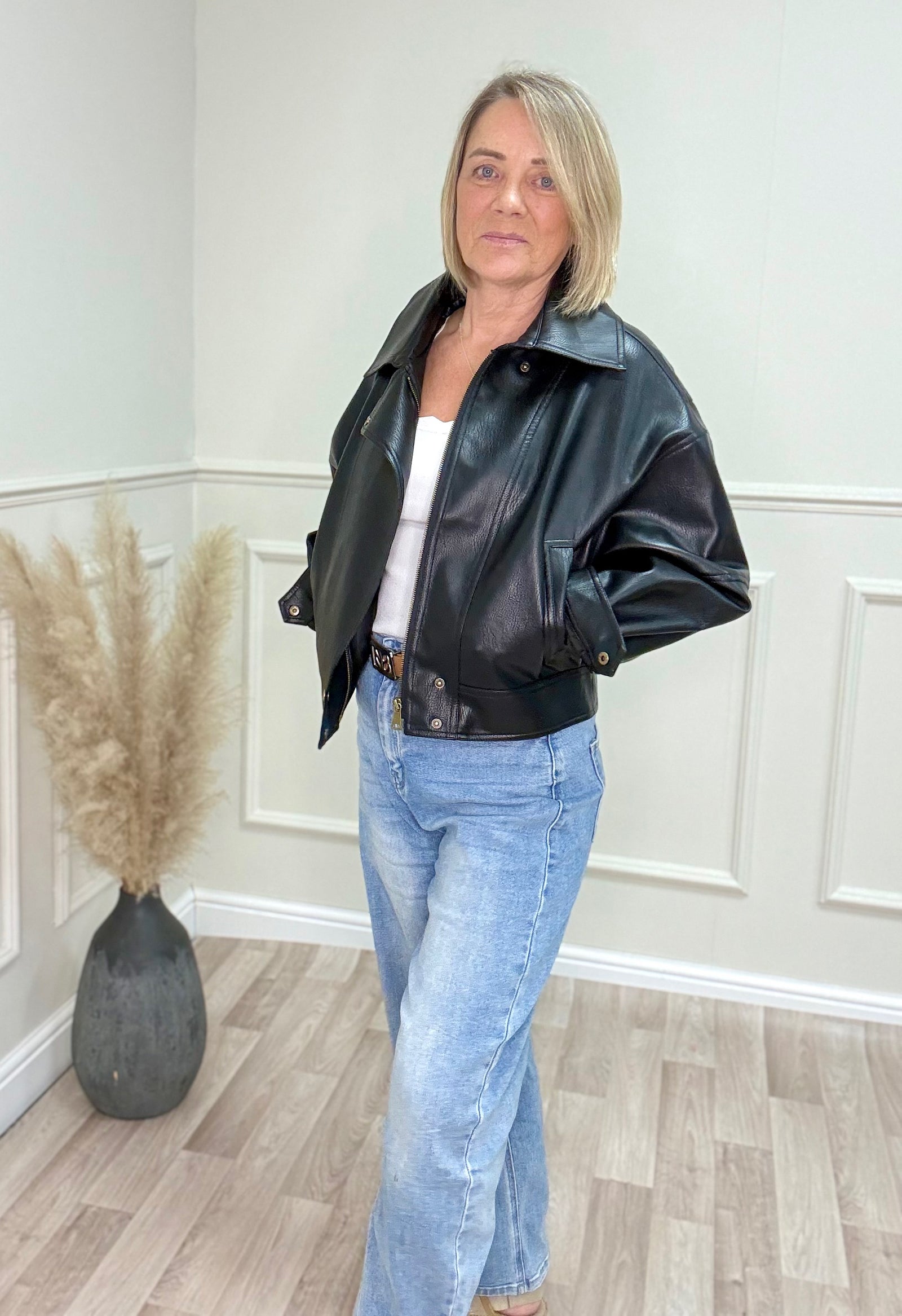 Frankie Faux Leather Jacket Black