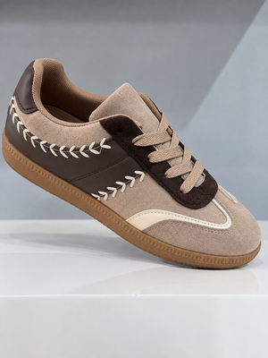 Mocha Retro Stitch Detail Trainers