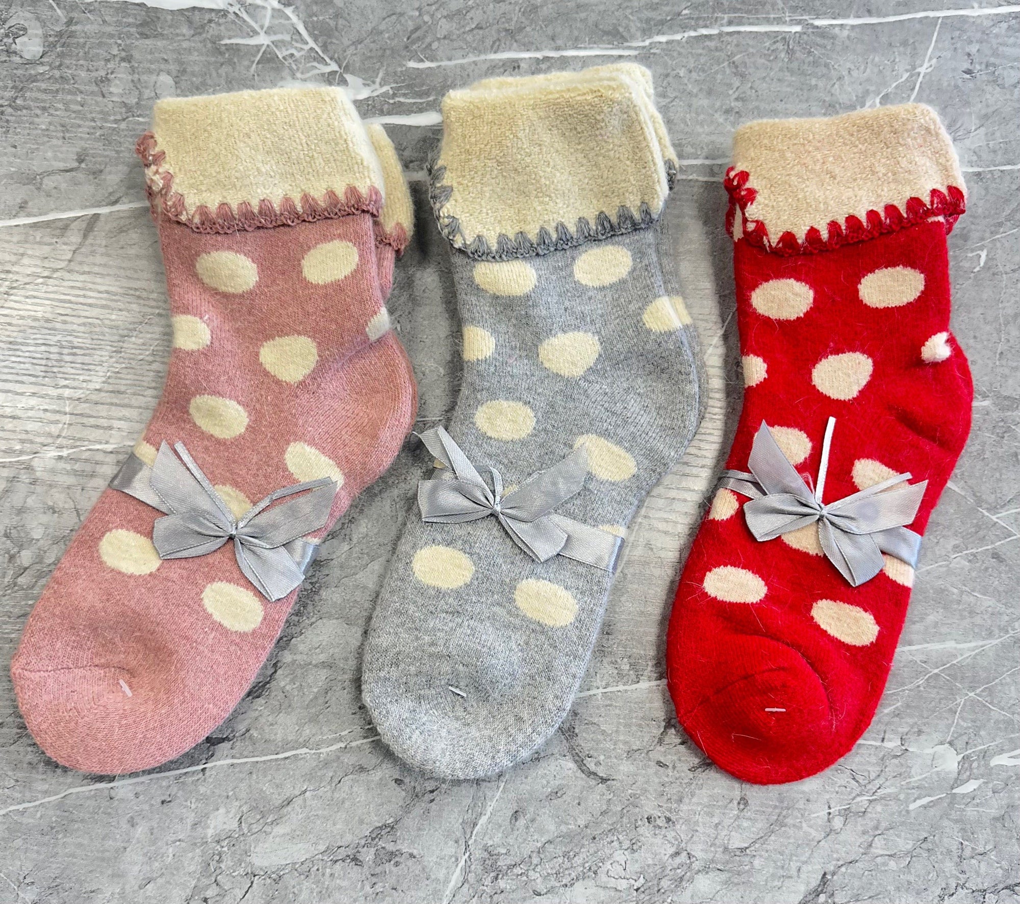 Polka Dot Fold Over Bed Socks (3Colours) NO RETURNS ON SALE ITEMS