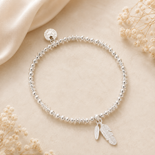 Stackable Silver Plated Feather Bracelet