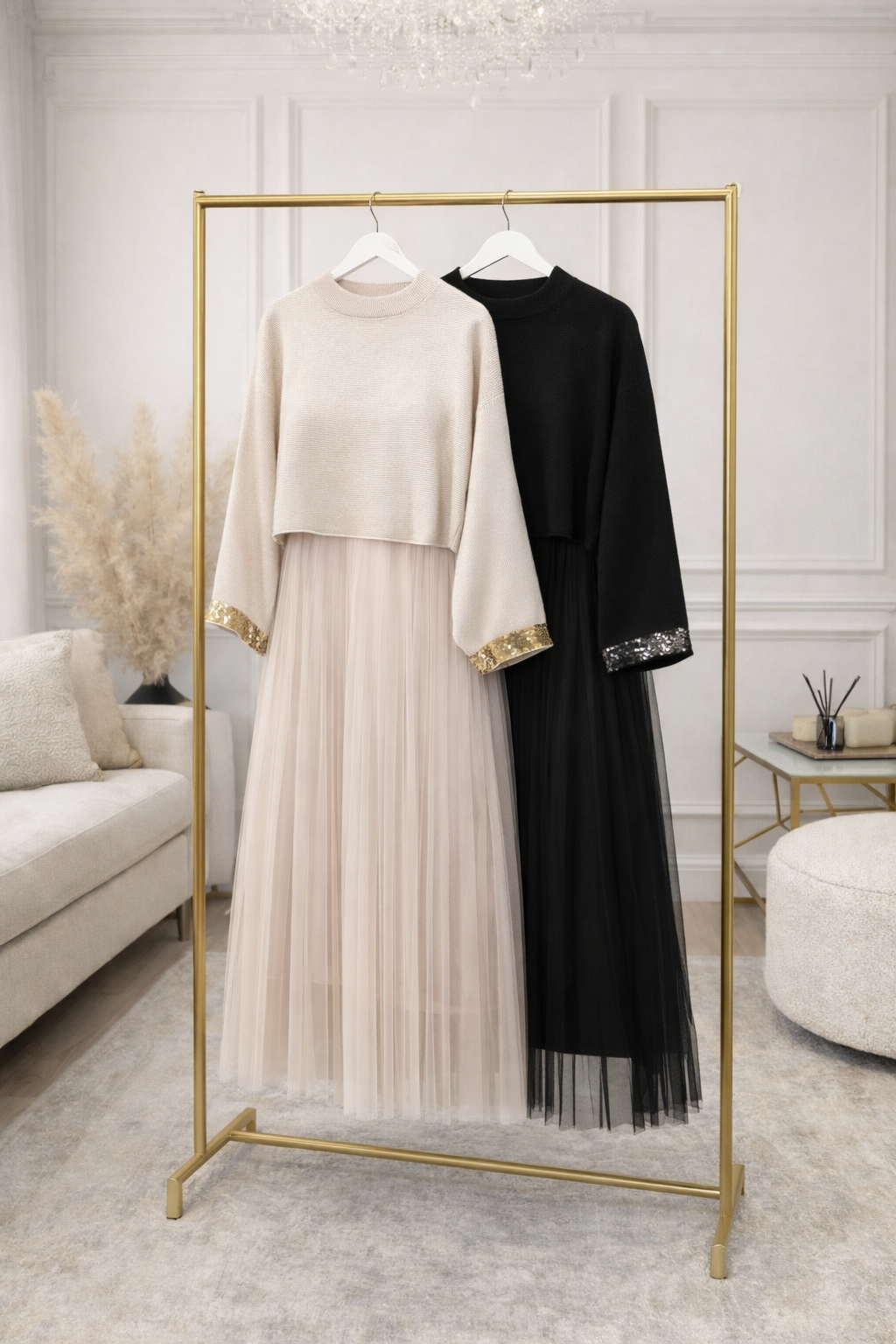 Aurelia Jumper & Pleated Tulle Dress Set – Black