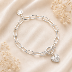 Te Amo Vignette Heart Silver Plated Bracelet