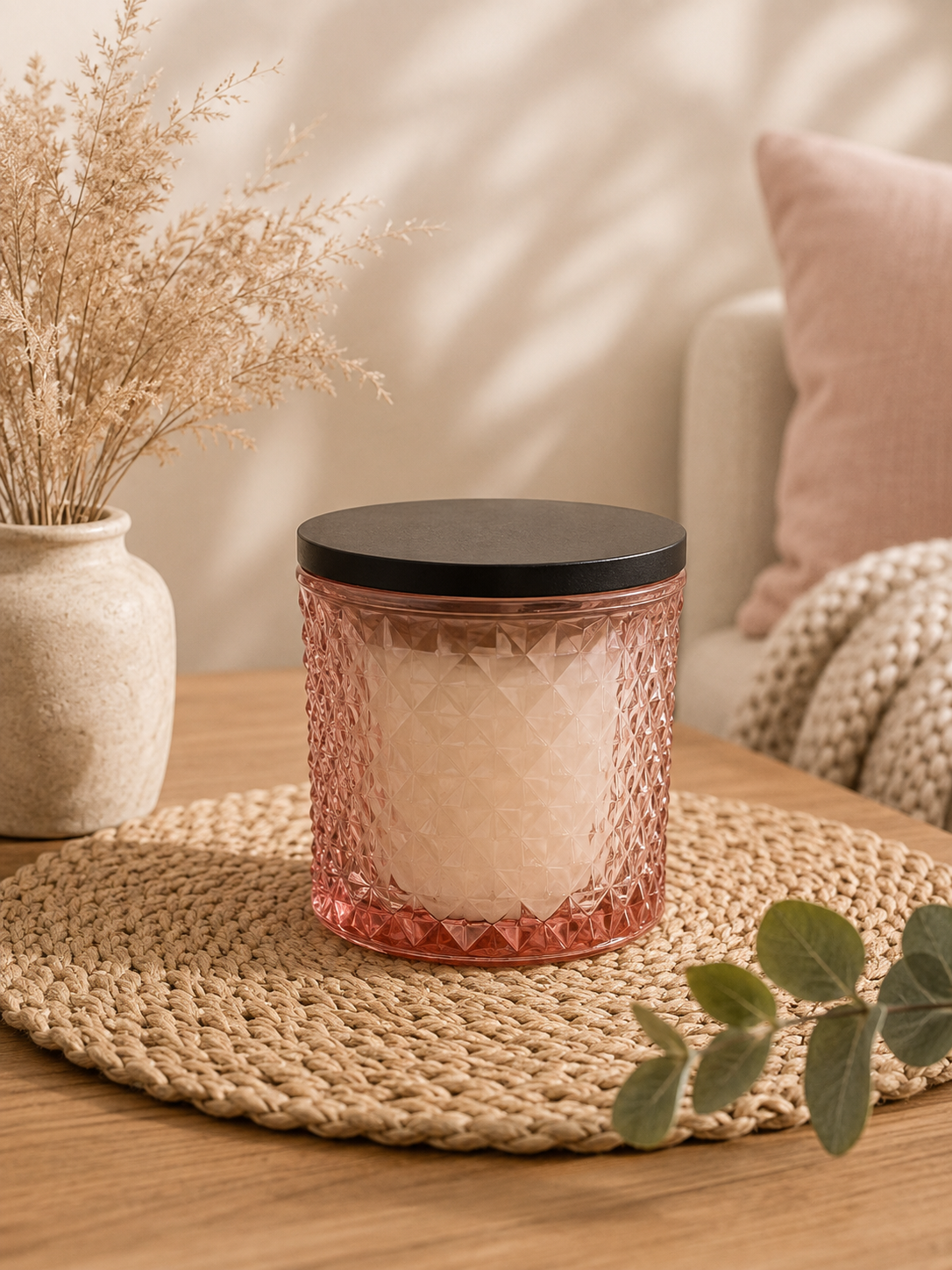 Diamond Cut Pink Candle - Pomegranate Noir