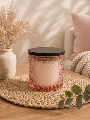 Diamond Cut Pink Candle - Pomegranate Noir