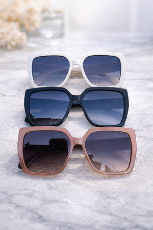 Oversized Square Frame Sunglasses with Bee Emblem