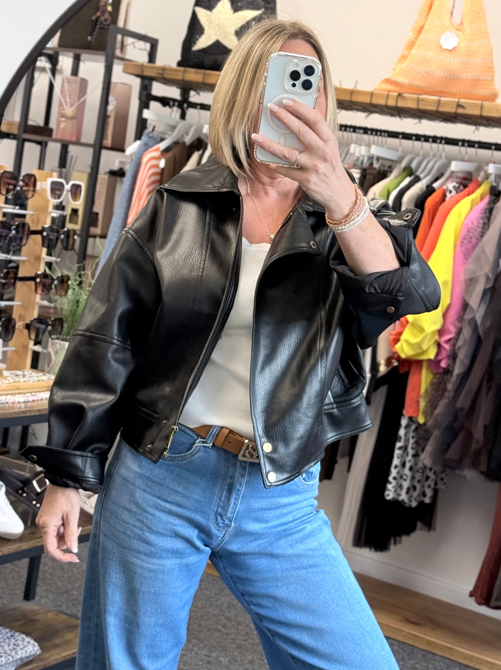Frankie Faux Leather Jacket Black
