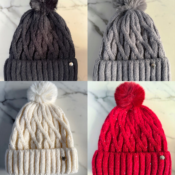 Silvie Silver Fleck Pom Pom Hat - Black main image 1