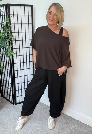 Georgia Barrel Cocoon Trousers / Joggers 8-20 Black